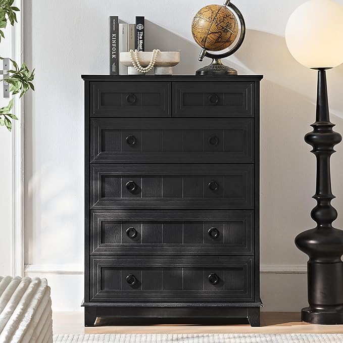 Farmhouse 6 Drawer Dresser for Bedroom, 41" Tall Small Dressers & Chest of Drawers, Rustic Wood Dresser with Metal Handle, Storage Organizer Closet for Living Room, Hallway, Entryway