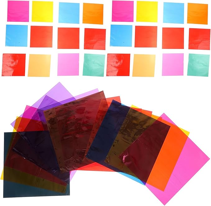 LALAFINA 84 Sheets Colored Cellophane Sheets for DIY Crafts Transparent Decorative Wraps with Vibrant Colors Paper for Candy and Handmade Projects