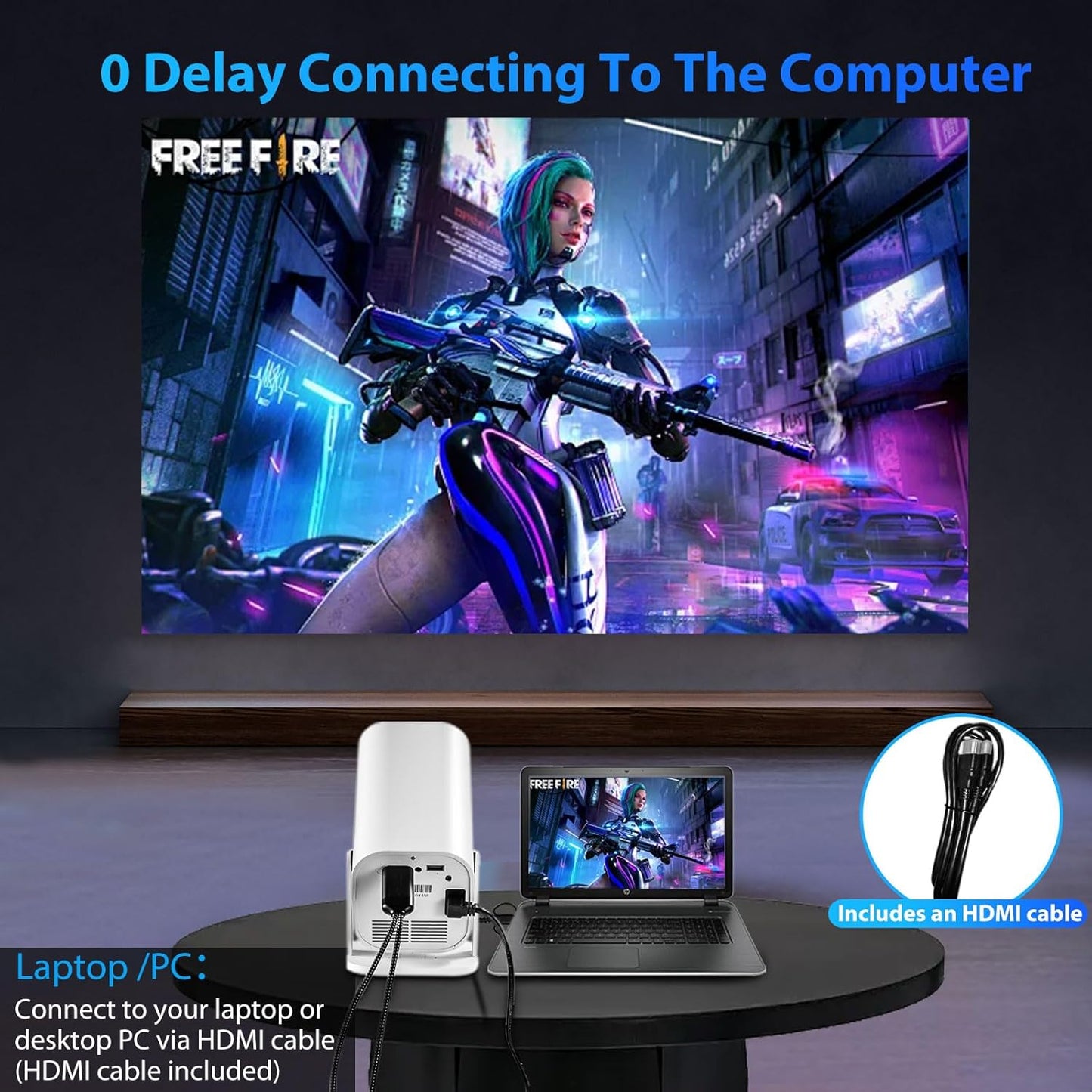 Skiennix Mini Projector - 1080P Bluetooth 5.3 Home Video Projector | Supports 4K, 210° Rotatable
