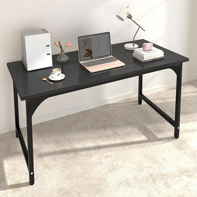 Computer Desk, 47 Inch Home Office Desks, Office Desk for Gaming Writing Study Work, Study Table with Large Legroom, Computer Desk with Metal Frame, Modern Simple Home Office Desk for Bedroom