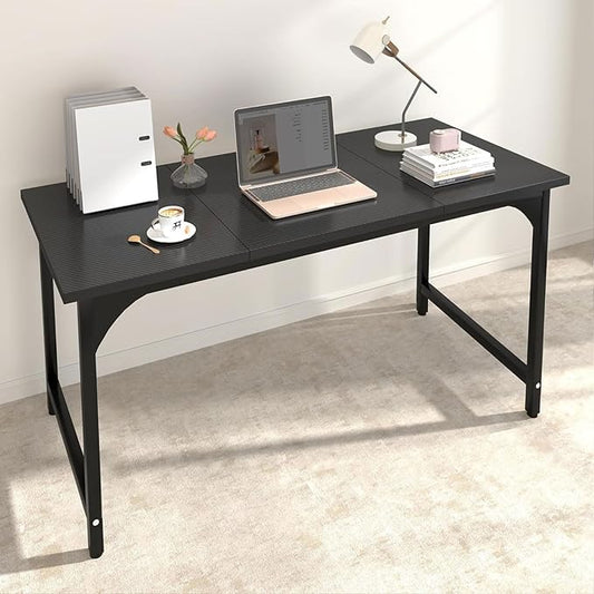 Computer Desk, 47 Inch Home Office Desks, Office Desk for Gaming Writing Study Work, Study Table with Large Legroom, Computer Desk with Metal Frame, Modern Simple Home Office Desk for Bedroom