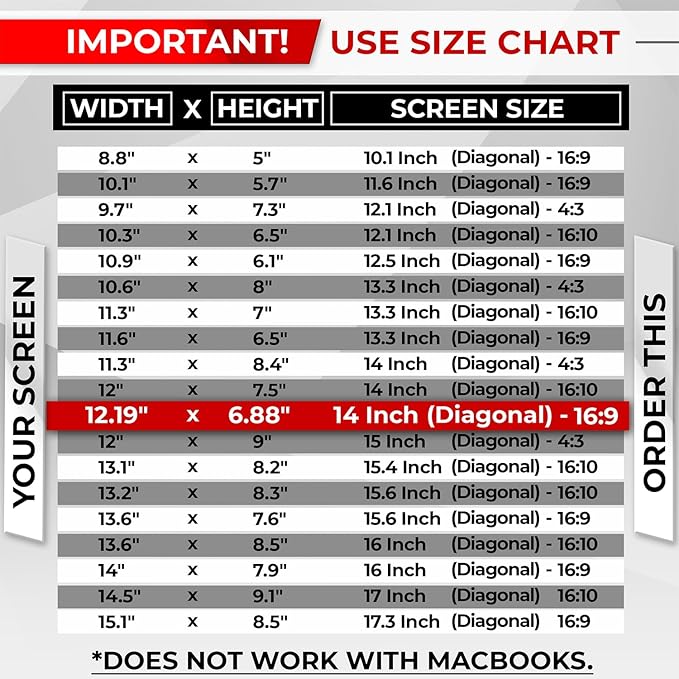 SightPro Magnetic Laptop Privacy Screen 14 Inch 16:9 - Removable Computer Privacy Filter Shield and Protector