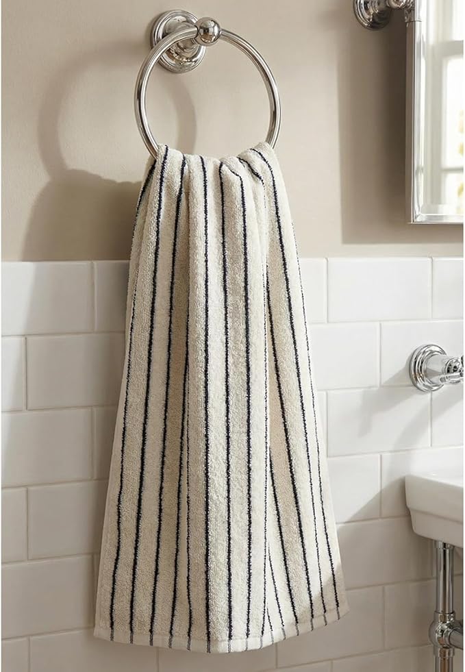 6 Piece Black and White Striped Hand Towels,100% Cotton Bathroom Towels Ultra Soft and Highly Absorbent Hand Towels for Bathroom Kitchen, Showering, Spa, Gym,Hotel (13” x 29”)