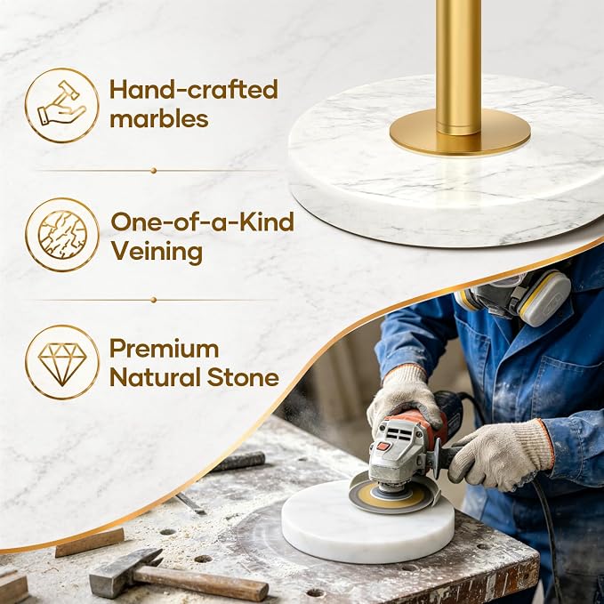 【Upgraded】 Dimmable Floor Lamp for Living Room, 11W LED Bulb Included, Modern Standing Lamp with Marble Base, Tall Pole Light with Linen Shade for Bedroom Reading Office Corner Nursery-Brass Gold