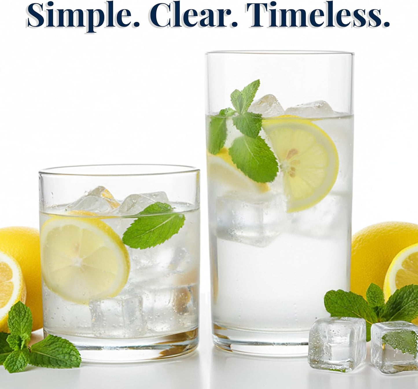 US Acrylic Drinking Glasses Set - 12oz Rocks & 16oz Water Cups | BPA-Free, Reusable & Dishwasher Safe