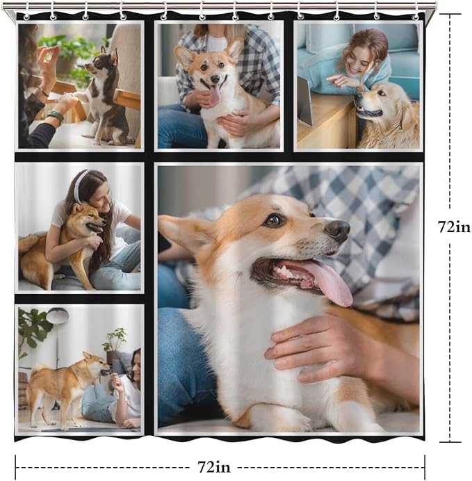 Personalized Shower Curtain Set Custom Photo Shower Curtains Modern Minimalist Home Bathroom Curtain Decor with 12 Hooks 72 Inch Wide * 72 Inch High