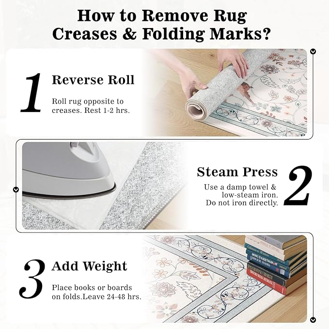 DCX Beige 8x10 Area Rugs, Machine Washable Non Slip Stain Resistant Soft Vintage Floral Rug, for Living Room, Bedroom, Playroom, Soft Low Pile Large Carpet