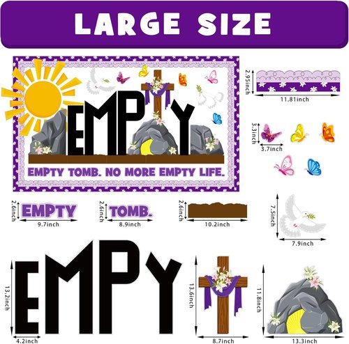 Regine Switzerland Easter Bulletin Board Decoration Set - Spring Religious Jesus & Cross Cutouts for Classroom