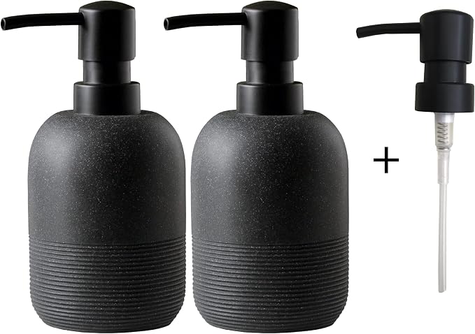 GalDal Matte Black Soap Dispenser Sets with Pump,Hand Soap and Lotion Dispenser for Bathroom Countertop,Morden Soap Dispenser for Kitchen-10.6oz.