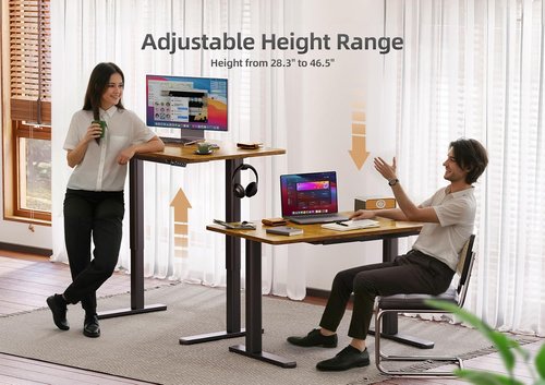 Claiks Electric Standing Desk - Adjustable Height Sit-Stand Workstation with Drawers | 48 x 24 Inches Rustic Brown