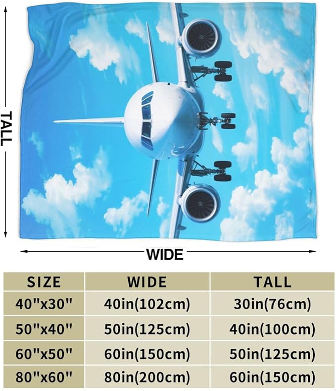 Airplane Blanket for Boys Pilot Plane Throw Blanket Aircraft Soft Cozy Fleece Fuzzy Stuffed Plush Flannel Gifts for Girls Women Kids Adults 60''x80''