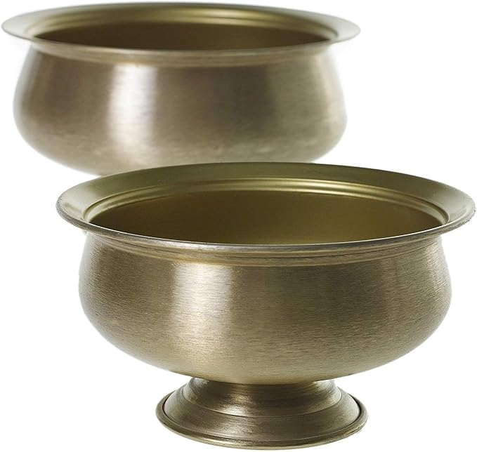 Fiona Metal Gold Compote for Plant and Flowers| Modern Bowl Decor for Home or Office l Indoor and Outdoor Vase for Any Event Decorations (8.25"x 4.5") (72200)