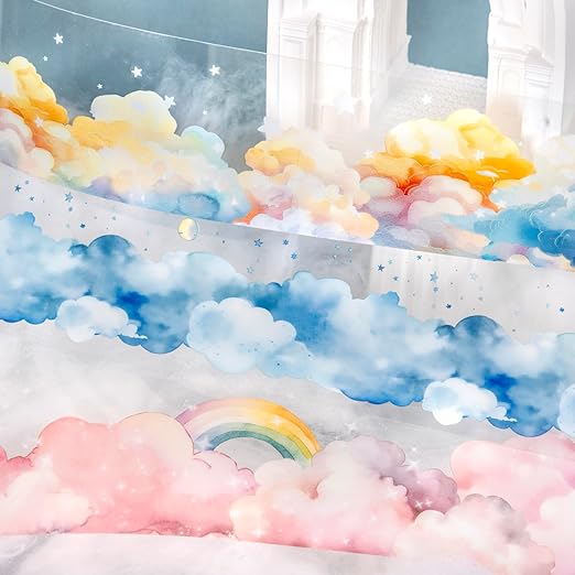 AuriicLeaf Dreamy Cloudscape PET Tape Set, 6 Rolls of Sky-Themed Stickers for Scrapbooking, Junk Journaling, DIY Crafts, and Art Supplies