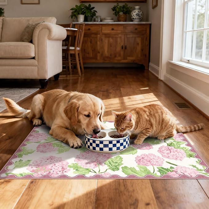 Summer Outdoor Rug - 28" x 43" Front Door Mat Indoor Outside Entrance Non-Slip Washable Outdoor Welcome Mats for Front Door Boho Pink Floral Rug for Entryway Kitchen Bedroom Front Porch Decor