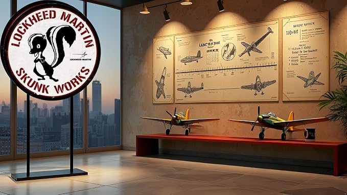 Lockheed Martin Skunk Works Round Retro Metal Sign Wall Art Decor7.98X7.98inches