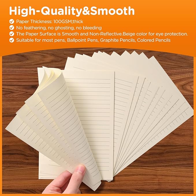 A6 6-Hole Lined Loose-Leaf Filler Paper – 80 Sheets, 100GSM, Beige Notebook Refill – Fits A6 6-Ring Binders for Office, Journaling, Planning, Notes. Double-sided writing supported