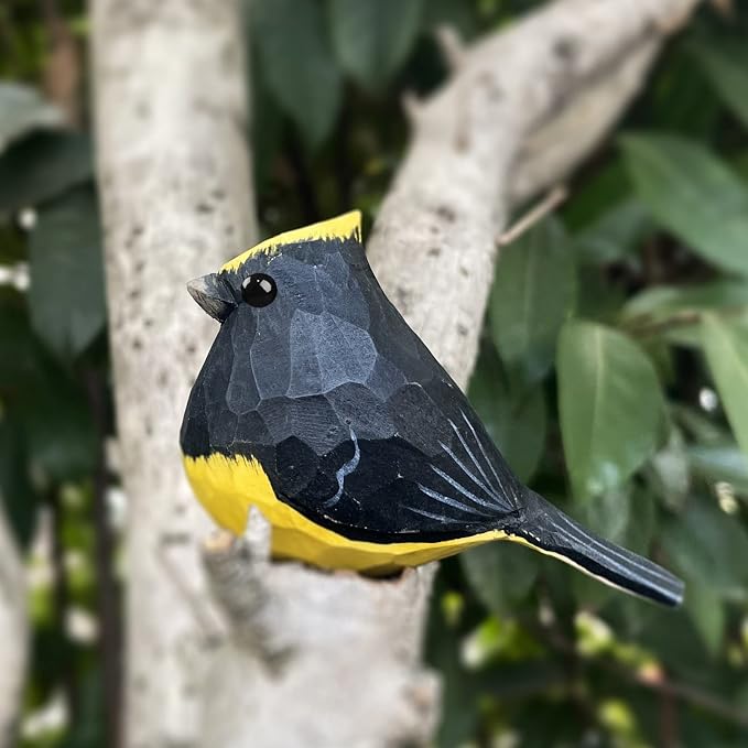 Bird Figurines Hand Carved Painted Wooden Statues for Home Decor, Gift for Bird Lovers,Housewarming, Birthday, Christmas, Anniversaries (NO.19-Sultan tit)