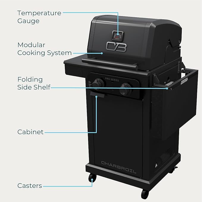 Charbroil Pro Series with Amplifire Infrared Technology 2-Burner Propane Gas Grill and Griddle Cabinet, Black - 463676724