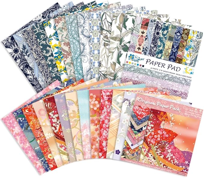 Origami Paper Kit Dobule Sided 100 Sheets 100 Colors 6 Inch Japanese Chiyo Square Easy Fold Arts Crafts DIY Handwork Origami Papers Sakuras Baroque