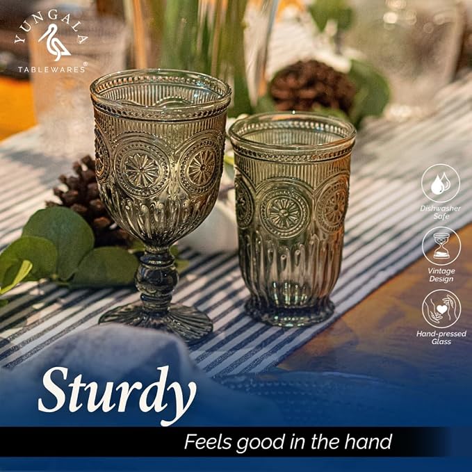 Smokey Black Highball Glasses Set of 6 —10 oz Tall Drinking Glasses