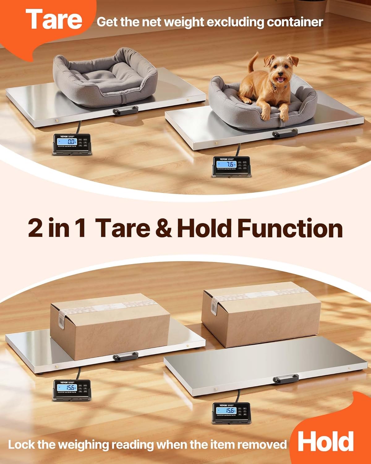 VEVOR Livestock Scale - 880Lbs Capacity, Large Stainless Steel Platform 40.6"x20.9" for Pets & Animals