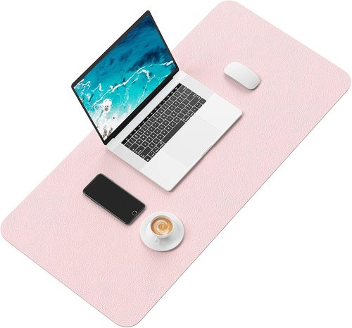 Hsurbtra Desk Pad - XL 30" x 14" PU Leather Desk Mat | Waterproof Non-Slip Blotter in Pink