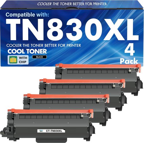 Brother TN-830XL Toner Cartridge - High Yield Black Replacement for DCP-L2640DW & MFC-L2820DW | 4 Pack