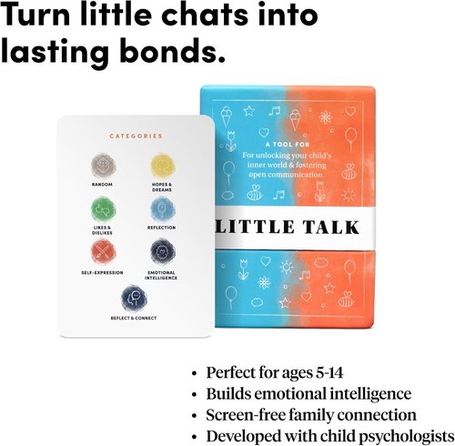 BestSelf Little Talk Conversation Cards - 170 Prompts for Kids' Social Skills | Ages 4-12, ADHD Tools, Family Games
