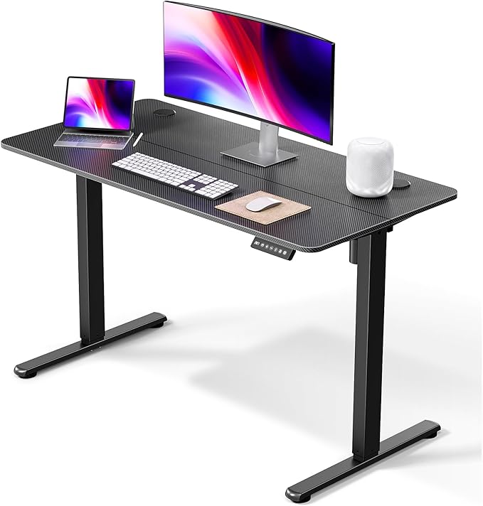 Electric Standing Desk 48 x 24 Inches, Height Adjustable Sit Stand Home Office Computer Desk with Memory Presets,Carbon Fiber Black