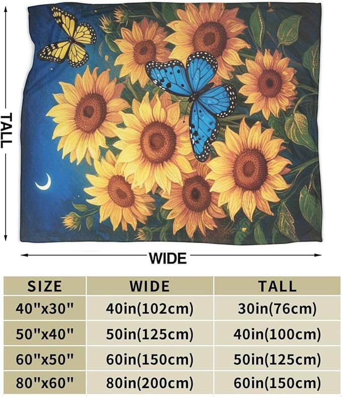 Sunflower Blanket Flower Throw Blanket Soft Cozy Fleece Fuzzy Stuffed Plush Flannel Gifts for Girls Women Boys Kids Adults 40''x50''