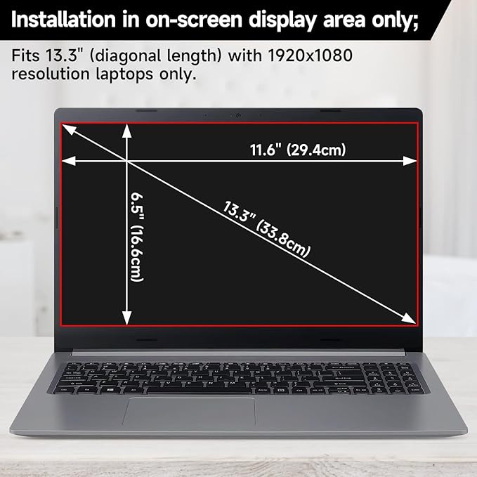 ANTOGOO V 13.3 Inch 1920x1080P (16:9) Laptop Privacy Screen Filter, Anti Blue Light Glare & Anti Scratch Computer Privacy Shield, Not for 13" with 16:10 Aspect Ratio Laptop