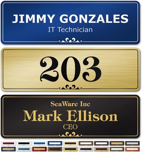 Prestige Custom Office Door Signs | Personalized Name Plates - 2.5x8 Inch, 18 Color Options