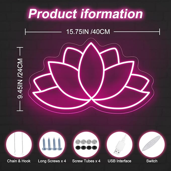 Lotus neon sign, Lotus led sign, Yoga Led Sign, Meditation Led Light, Exercise Room Wall Decor, Buddha Lotus, Pilates Studio Art Meditation Room Wall Art Yoga Lover Gift, Psychic Chakras Healing Exercise
