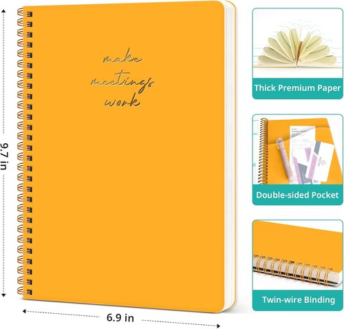 Regine Switzerland Meeting Notebook - Work Organization Planner with Action Items | Yellow Office Supplies
