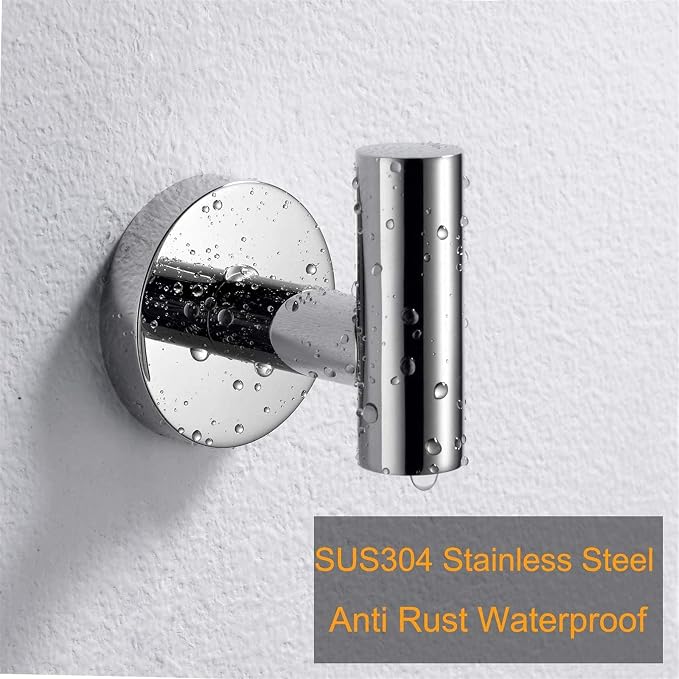 Nolimas Towel Coat Hook Polished Chrome, SUS304 Stainless Steel Bathroom Clothes Cabinet Closet Sponges Robe Hook Wall Mounted Round Kitchen Heavy Duty Door Hanger 4 Packs