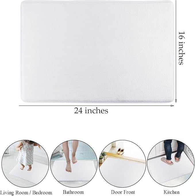 LB Gold Palm Leaf Bath Mat for Bathroom 24x16 inches- Abstract Banana Leaves White Luxury Aesthetic Modern Doormat- Memory Foam Non Slip Absorbent Rug for Living Room Floor Bedroom Door Front