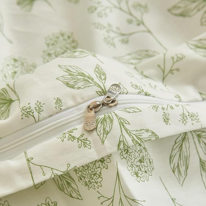 LifeTB Green Floral Duvet Cover Twin XL 3 Pieces Vintage Flower Duvet Cover 100% Cotton Coquette Bedding Comforter Cover Aesthetic Twin XL Bedding Set Botanical Comforter Cover with Zipper Closure