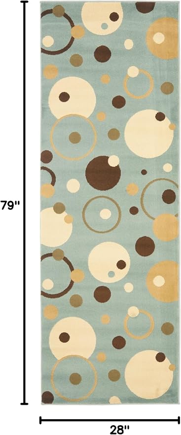 SAFAVIEH Porcello Collection Runner Rug - 2'4" x 6'7", Blue & Multi, Mid-Century Modern Abstract Design, Non-Shedding & Easy Care, Ideal for High Traffic Areas in Living Room, Bedroom (PRL6851-6591)