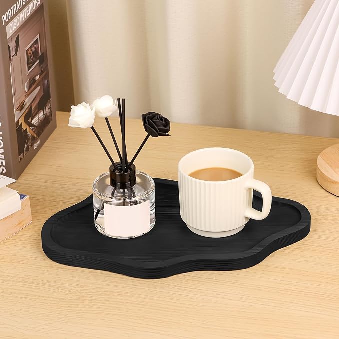 Small Decorative Tray Wood Decorative Serving Tray for Candles Perfume, Cloud Wooden Jewelry Tray Trinket Dish, Wooden Trays for Coffee Table Home Decor