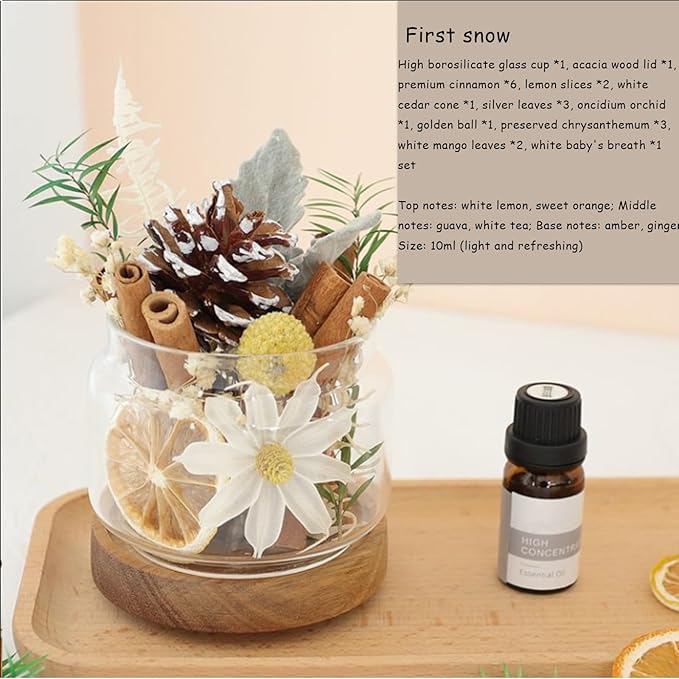 DIY Dried Flower Aromatherapy Kit with Natural Plant Essential Oils, Naturally Dried Flowers and Herbs Ornaments for DIY Flower Craft, Vintage Holiday Decor, Christmas (#B)