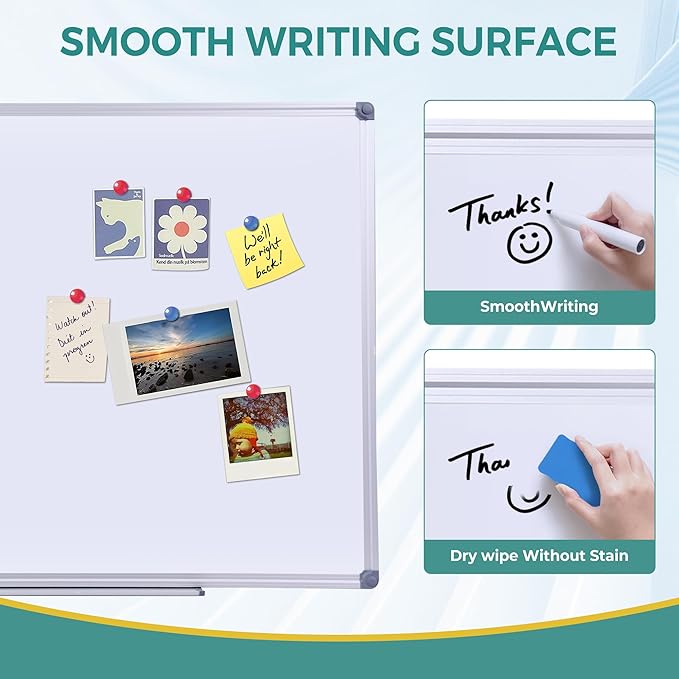 Magnetic Whiteboard -2 Pack 72" x 40" Large Magnetic Dry Erase Board with Removable Marker Tray| Commercial Wall-Mounted Aluminum Message Presentation White Board for Home Office Classroom