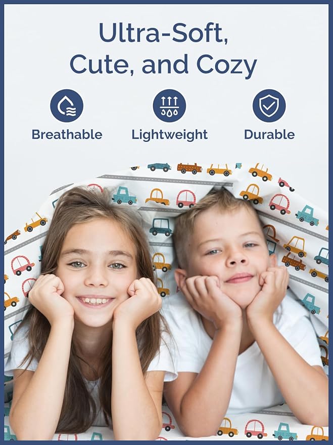 Kids Cars Twin 3 Piece Sheet Set - Boys, Girls, Teens, Toddler - Easy Fit, Deep Pockets - Breathable, Hotel Quality Bedding Sheets - Machine Washable & Wrinkle Free - Cute, Cozy & Soft - CGK Linens