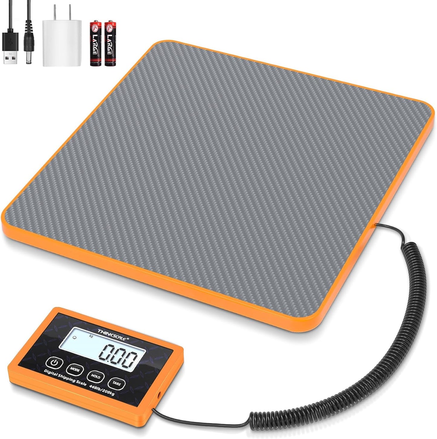 THINKSCALE Shipping Scale - 440lb Capacity Precision Postal Scale for Packages & Luggage | Battery & AC Adapter Included