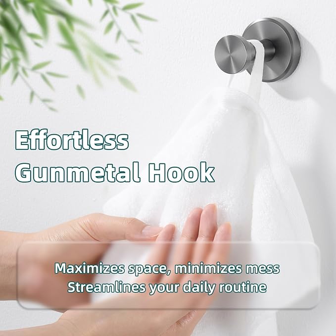 APLusee Gunmetal Gray Single Robe Hook, 304 Stainless Steel Heavy Duty Towel Hook (11LBS Capacity), Wall Mounted Towel Hanger for Bathroom Kitchen Garage