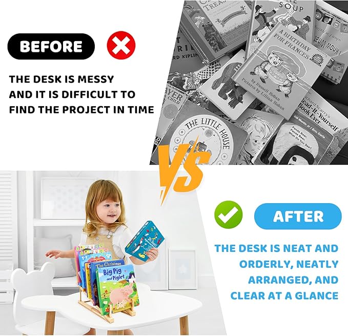 2 PCS Bookshelf For Kids Room, Toddler Bookshelf, Mini Bookshelf, Desktop Shelf, Nursery Book Shelves, Wooden Kids Book Shelf Organize Storage Rack For Living Room, Bedroom, Home Office (Natural)