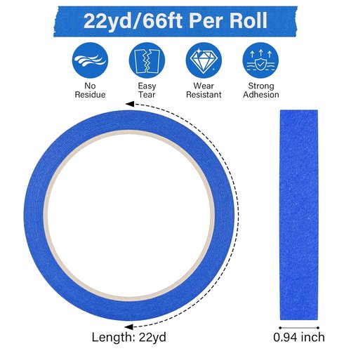 Premium Blue Painters Tape by [Brand Name] - Multi-Purpose Masking Tape for DIY Crafts | 0.94-Inch x 22-Yard, Easy Surface Protection