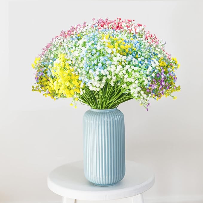 JIFTOK Babys Breath Artificial Flowers, 24 Pcs Fake Flowers Gypsophila Bouquet Fall Flowers Artificial for Decoration, Real Touch Silk Flower for Wedding Christmas DIY Party Home Garden (Mix Color)