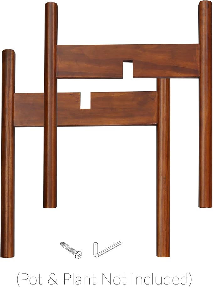 Casual Home Mid-Century Modern Wood Plant Display Stand, Fit Up to 10", Plant and Pot NOT Included - Antique Mahogany, 107-329