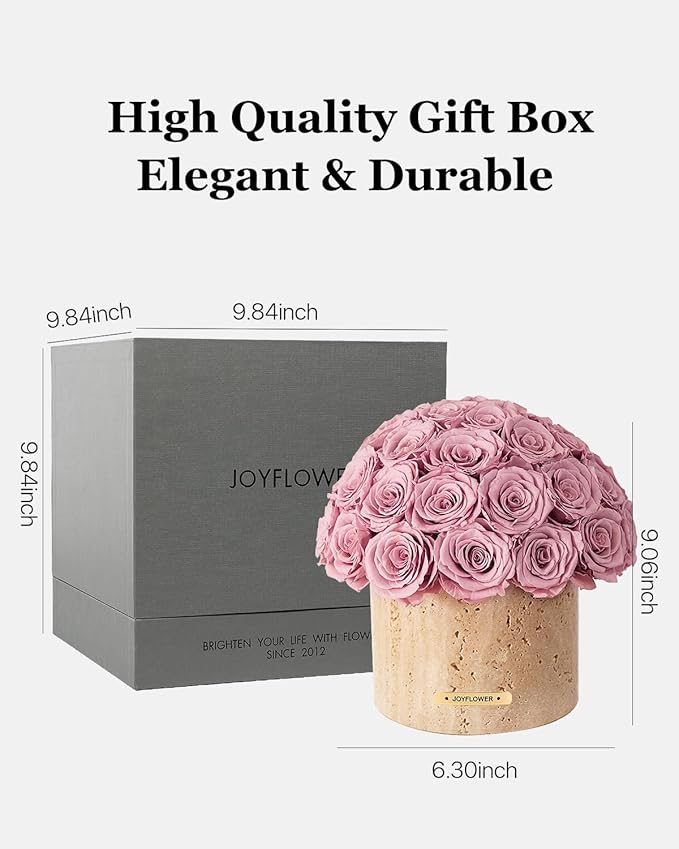 JoyFlower Preserved Flowers Vase, Yellow Cave Stone Flower Vases for Centerpieces, Eternal Flower Decorations for Party Home Living Room Bedroom Coffee Table, Decorative Flower Vase Unique House Decor