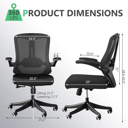 Balmstar Executive Office Chair - Ergonomic Mid Back Desk Chair with Lumbar Support & Adjustable Height | 350LBS Capacity